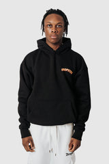 HEAVY OVERSIZE BURNING WORLD HOODIE  BLACK