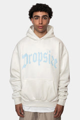 HEAVY OVERSIZE LOGO DESIGN HOODIE WASHED WHITE