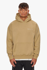 HEAVY OVERSIZE EMBO HOODIE LIGHT BROWN