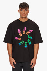 HEAVY OVERSIZE COLOUR TWIST T-SHIRT BLACK