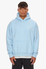 HEAVY BACKLOGO HOODIE BABY BLUE / WHITE