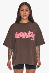 HEAVY CREW T-SHIRT CHOCOLATE/ PINK