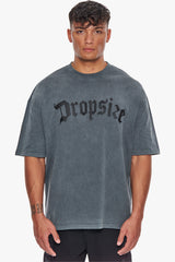 HEAVY OVERSIZE LOGO PUFFER PRINT T-SHIRT WASHED GREY