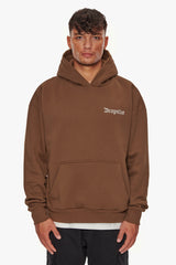 HEAVY OVERSIZE EMBO HOODIE BROWN