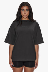 HEAVY MIDDLE HD PRINT T-SHIRT WASHED BLACK