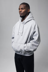 BOX LOGO DESIGN HOODIE HEATHER GREY