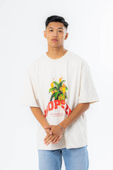 Burning Palm Design Heavy T-Shirt Coconut Milk
