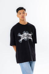 Flower Design Heavy T-Shirt Black