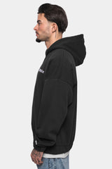 SUPER HEAVY OVERSIZE BLANK ZIP HOODIE WASHED BLACK