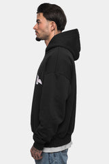 HEAVY OVERSIZE WHITE DOVES HOODIE WASHED BLACK
