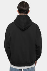 SUPER HEAVY OVERSIZE BLANK ZIP HOODIE WASHED BLACK