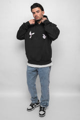 HEAVY OVERSIZE WHITE DOVES HOODIE WASHED BLACK