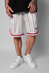 LOGO STRIPE MESH SHORT WHITE