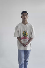 Burning Palm Design Heavy T-Shirt Coconut Milk