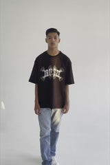 Flower Design Heavy T-Shirt Black