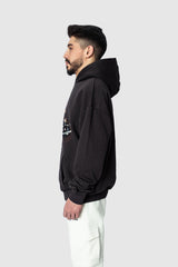 HEAVY OVERSIZE RETRO CAR HOODIE WASHED BLACK