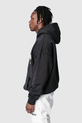 HEAVY OVERSIZE PUFFER PRINT HOODIE WASHED BLACK