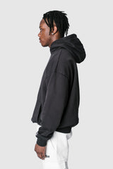 SUPER HEAVY OVERSIZE BLANK HOODIE WASHED BLACK