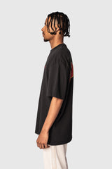 HEAVY OVERSIZE BACKPRINT DESIGN T-SHIRT WASHED BLACK