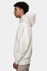 HEAVY OVERSIZE LOGO DESIGN HOODIE WASHED WHITE