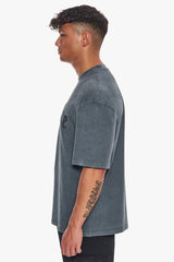 HEAVY OVERSIZE LOGO PUFFER PRINT T-SHIRT WASHED GREY