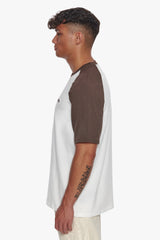 HEAVY COLOURED ARMS T-SHIRT CHOCOLATE/ CREAM