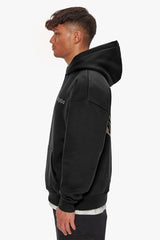 HEAVY OVERSIZE BROKEN HEART HOODIE WASHED BLACK