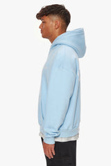 HEAVY BACKLOGO HOODIE BABY BLUE / WHITE