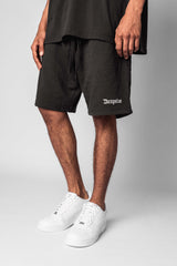HEAVY SWEAT EMBO SHORT WASHED BLACK