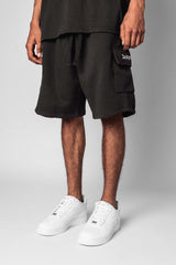 HEAVY CARGO SWEAT SHORT WASHED BLACK