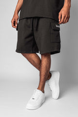 HEAVY CARGO SWEAT SHORT WASHED BLACK