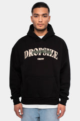 HEAVY OVERSIZE PRINT ON PRINT HOODIE BLACK